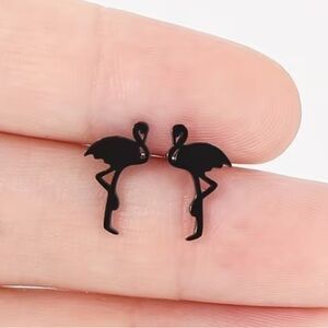 Flamingo Black Stud Earrings